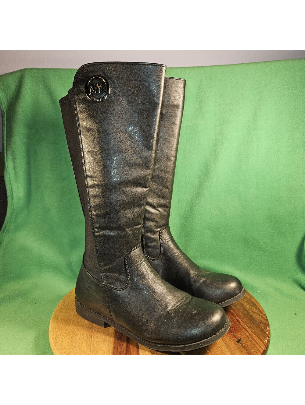 Michael Kors Emma Azalea Riding Boots Round Toe Zipper Closure 14" Black Women 5